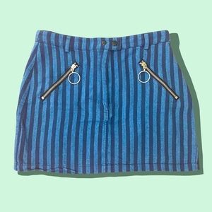 💙 STRIPPED ZIPPER MINI SKIRT